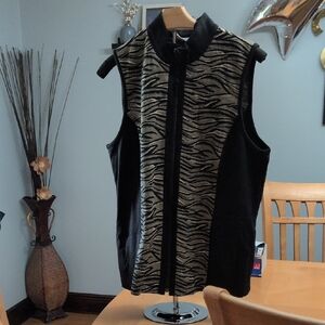 Chico's Black and Tan Animal Print Vest